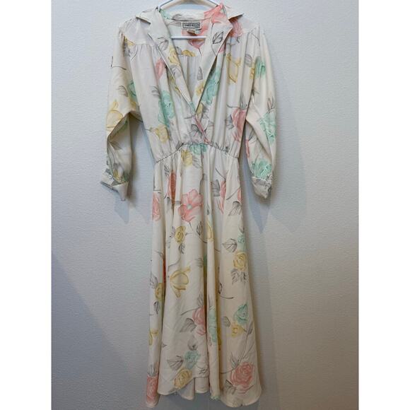 Vintage 80s Charlee‎ Allison Floral Dress 9-10 - Picture 1 of 8